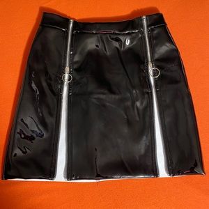 Black Mini Vinyl Skirt with Zipper
